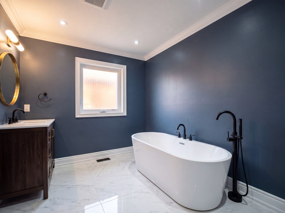 Bathroom wall painting - slate blue spa finish in La Vergne, TN - Next Day Painting Murfreesboro